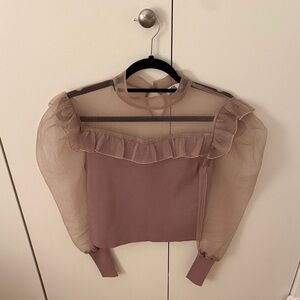 Zara Sheer Ruffle Blouse - Dusty Pink or Mauve
